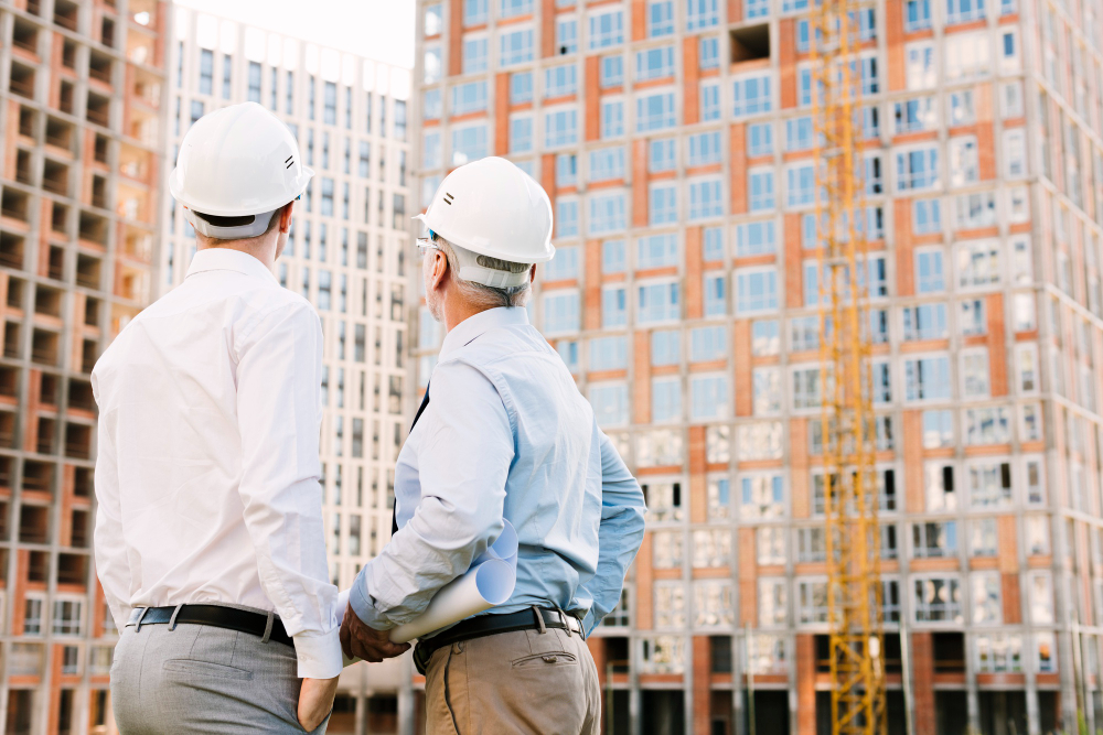 deux professionnels du bâtiment sur un chantier